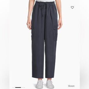 New Eileen Fisher 100% silk black cargo pants Sz L
